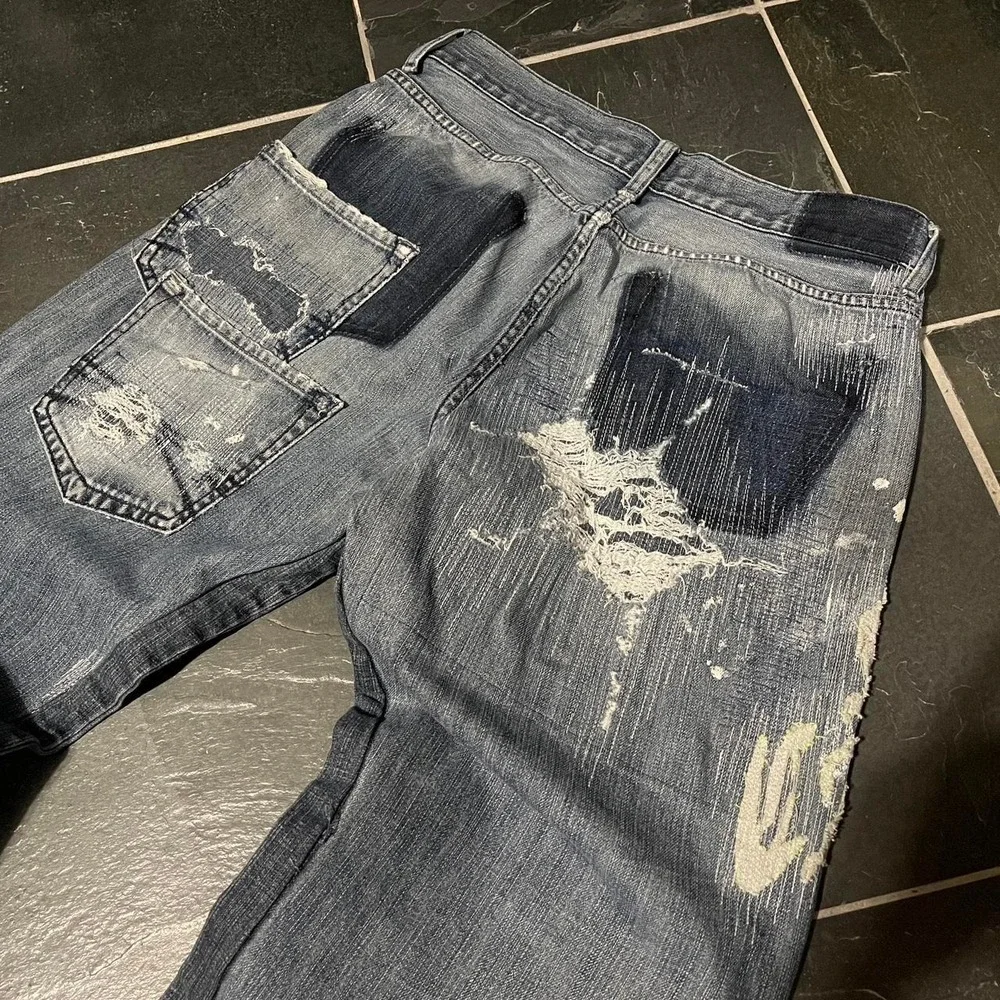 Fedi Cartel Custom 1 of 1 Distressed & Repaired Flared Baggy Jeans - 32/29
